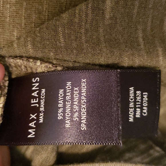 Max Jeans Cutwork over mesh Yoke on front/back tank top shirt olive green - Picture 9 of 9